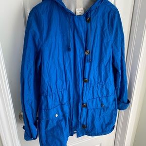 Royal Blue Oversized Rain Jacket with Deep Pockets